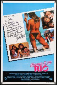 5f117 BLAME IT ON RIO 1sh '84 Demi Moore, Michael Caine, cool postcard image!