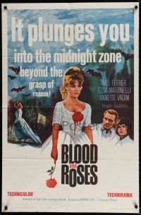 5f122 BLOOD & ROSES 1sh '61 Et mourir de plaisir, Roger Vadim, sexiest vampire Annette Vadim!