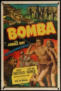 5f127 BOMBA THE JUNGLE BOY 1sh '49 Johnny Sheffield, Peggy Ann Garner & Oto the monkey!