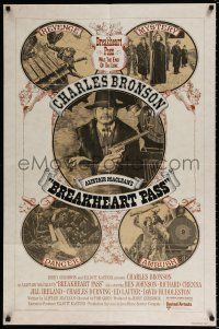5f135 BREAKHEART PASS 1sh '76 cool art images of Charles Bronson by Des Combes, Alistair Maclean