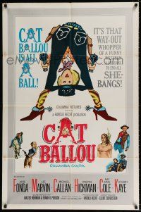 5f165 CAT BALLOU 1sh '65 classic sexy cowgirl Jane Fonda, Lee Marvin, great artwork!