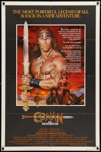 5f192 CONAN THE DESTROYER 1sh '84 Arnold Schwarzenegger is the most powerful legend of all!