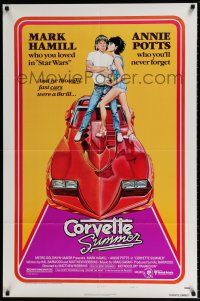 5f195 CORVETTE SUMMER style B 1sh '78 Mark Hamill & sexy Annie Potts + cool Chevrolet sports car