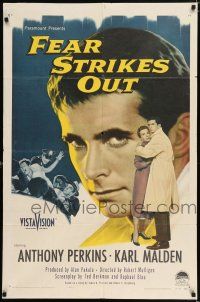 5f275 FEAR STRIKES OUT 1sh '57 Anthony Perkins as baseball player Jim Piersall!