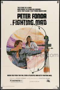5f279 FIGHTING MAD 1sh '76 Jonathan Demme, cool art of archer Peter Fonda!