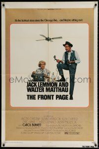 5f321 FRONT PAGE 1sh '75 art of Jack Lemmon & Walter Matthau, directed by Billy Wilder!