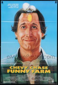 5f324 FUNNY FARM 1sh '88 smiling Chevy Chase w/egg on his face by Steven Chorney!