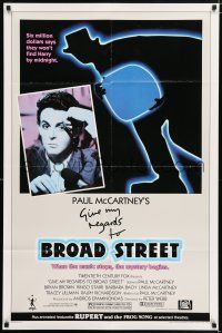 5f341 GIVE MY REGARDS TO BROAD STREET style B 1sh '84 great portrait image of Beatle Paul McCartney!
