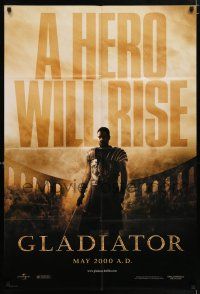 5f343 GLADIATOR teaser DS 1sh '00 Ridley Scott, cool image of Russell Crowe in the Coliseum!