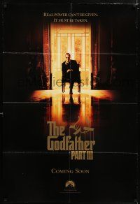 5f345 GODFATHER PART III teaser 1sh '90 best image of Al Pacino, Francis Ford Coppola!
