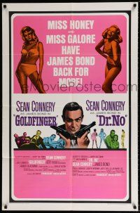 5f351 GOLDFINGER/DR. NO 1sh '66 Sean Connery is the most extraordinary gentleman spy James Bond 007!