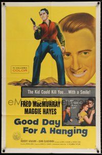 5f354 GOOD DAY FOR A HANGING 1sh '59 Fred MacMurray, Robert Vaughn, kill you with a smile!