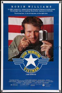 5f355 GOOD MORNING VIETNAM 1sh '87 Vietnam War radio DJ Robin Williams, directed by Barry Levinson!