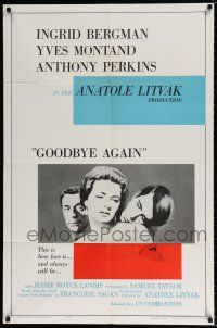 5f356 GOODBYE AGAIN 1sh '61 art of Ingrid Bergman between Yves Montand & Anthony Perkins!