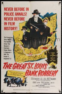 5f363 GREAT ST. LOUIS BANK ROBBERY 1sh '59 Molly McCarthy & Steve McQueen in his second movie!