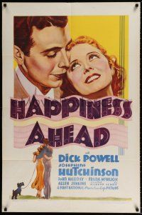 5f380 HAPPINESS AHEAD 1sh '34 young Dick Powell loves Josephine Hutchinson in New York City!