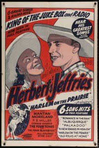 5f383 HARLEM ON THE PRAIRIE 1sh R48 cool art of black cowboy Herb Jeffries, King of the Juke Box!