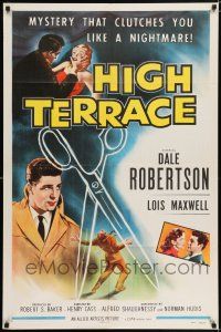 5f395 HIGH TERRACE 1sh '56 Dale Robertson, mystery that clutches you like a nightmare!