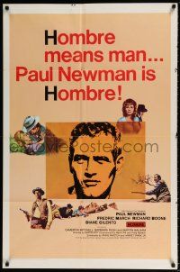 5f402 HOMBRE 1sh '66 Paul Newman, Fredric March, directed by Martin Ritt, it means man!