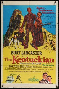 5f475 KENTUCKIAN 1sh '55 art of star & director Burt Lancaster with frontier family!