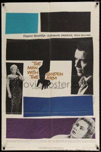 5f551 MAN WITH THE GOLDEN ARM 1sh '56 Frank Sinatra is hooked, classic Saul Bass artwork & design!