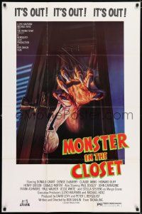 5f587 MONSTER IN THE CLOSET 1sh '86 Troma, cool artwork of monster hand reaching out from closet!