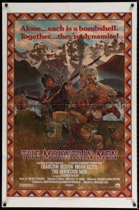 5f595 MOUNTAIN MEN 1sh '80 great Hopkins art of mountain men Charlton Heston & Brian Keith!