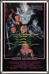 5f614 NEON MANIACS 1sh '85 Allan Hayes, R Leonard art of mutant killers!