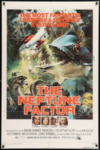 5f615 NEPTUNE FACTOR 1sh '73 great sci-fi art of giant fish & sea monster by John Berkey!