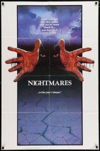 5f624 NIGHTMARES 1sh '83 cool sci-fi horror art of faceless man reaching forward!