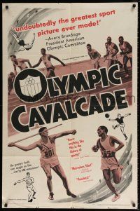 5f640 OLYMPIC CAVALCADE 1sh '48 documentary about 1936 German Summer games, Jesse Owens shown!
