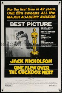 5f645 ONE FLEW OVER THE CUCKOO'S NEST awards 1sh '75 Jack Nicholson & Sampson, Milos Forman classic