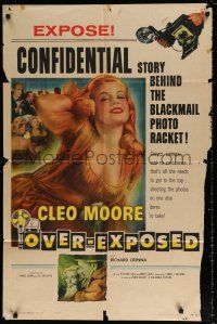 5f660 OVER-EXPOSED 1sh '56 super sexy Cleo Moore has curves, camera, and no conscience!