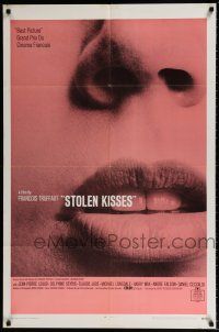 5f809 STOLEN KISSES 1sh '69 Francois Truffaut's Baisers Voles, sexy lips image!