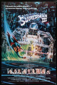 5f822 SUPERMAN III int'l 1sh '83 art of Christopher Reeve flying & Richard Pryor by Berkey!