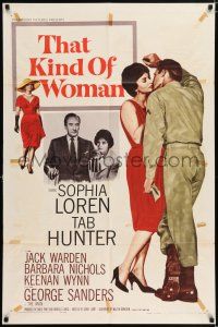 5f856 THAT KIND OF WOMAN 1sh '59 images of sexy Sophia Loren, Tab Hunter & George Sanders!