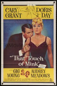 5f859 THAT TOUCH OF MINK 1sh '62 great close up art of Cary Grant & Doris Day!