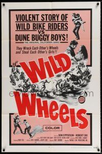 5f965 WILD WHEELS 1sh '69 teen rebels who wreck each other's wheels & steal each other's girls!