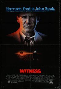 5f976 WITNESS 1sh '85 big city cop Harrison Ford in Amish country, directed by Peter Weir!