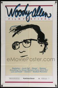 5f979 WOODY ALLEN FILM FESTIVAL 1sh '81 cool headshot artwork of the director, his eight best!