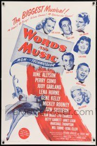 5f980 WORDS & MUSIC 1sh R62 Judy Garland, Lena Horne & musical all-stars, bio of Rodgers & Hart!