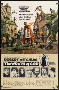 5f984 WRATH OF GOD style A 1sh '72 priest Robert Mitchum is not exactly what the Lord had in mind!