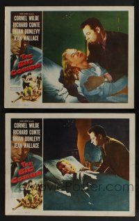 5g891 BIG COMBO 2 LCs '55 great images of Cornel Wilde and Jean Wallace, classic film noir!