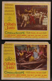 5g899 CARMEN JONES 2 LCs '54 great images of sexy Dorothy Dandridge, dancing and catfighting!
