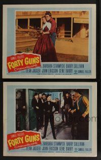 5g918 FORTY GUNS 2 LCs '57 Samuel Fuller cowboy western, both win gorgeous Barbara Stanwyck!