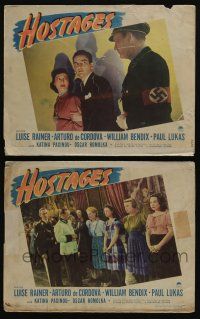 5g937 HOSTAGES 2 LCs '43 Luise Rainer, Paul Lukas, right out of Hitler's cracking Fortress Europe!