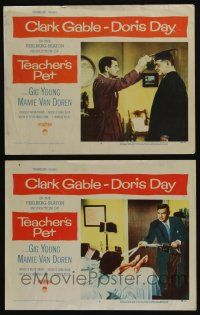 5g982 TEACHER'S PET 2 LCs '58 great images of pupil Clark Gable, with Gig Young!