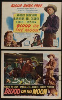 5g087 BLOOD ON THE MOON 8 LCs '49 cowboy Robert Mitchum, Barbara Bel Geddes, Robert Wise!