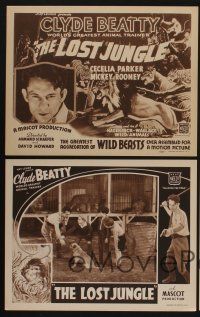 5g333 LOST JUNGLE 8 LCs '34 World's Greatest Animal Trainer Clyde Beatty, young Mickey Rooney!