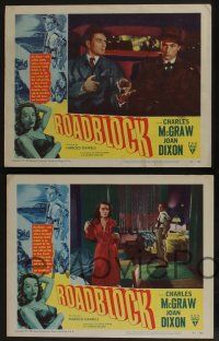 5g619 ROADBLOCK 7 LCs '51 Charles McGraw & Joan Dixon in crime film noir!